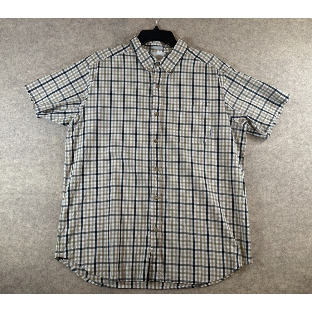 Columbia Button Down Shirt‎ Large Tan Plaid Short Sleeve Hiking AM9132-1577671